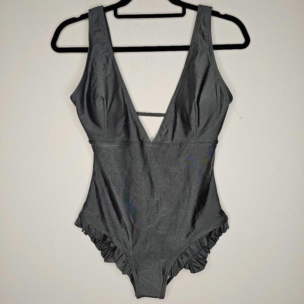 NWT Cupshe Women's Gray One-Piece Swimsuit Size Small